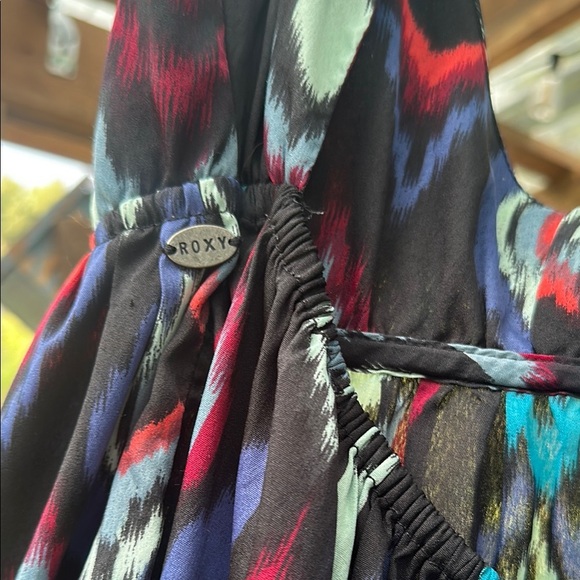 Roxy Medium Sun Dress Mini w/Back Cutouts Colorful Tribal or Geometric Print - Picture 8 of 14